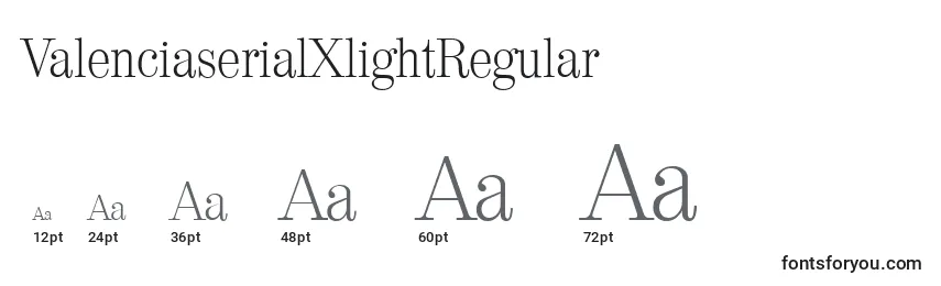 Размеры шрифта ValenciaserialXlightRegular