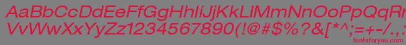 ContextRepriseExpandedSsiExpandedItalic-Schriftart – Rote Schriften auf grauem Hintergrund