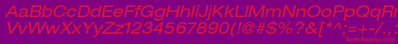 ContextRepriseExpandedSsiExpandedItalic-Schriftart – Rote Schriften auf violettem Hintergrund
