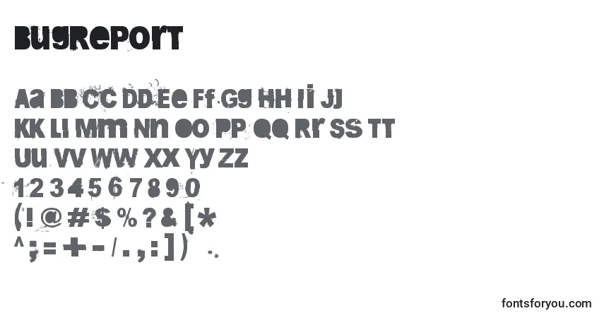 Fuente BugReport - alfabeto, números, caracteres especiales