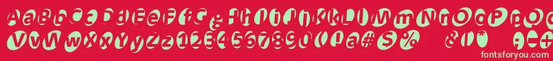 フォントAidaoops – 赤い背景に緑の文字