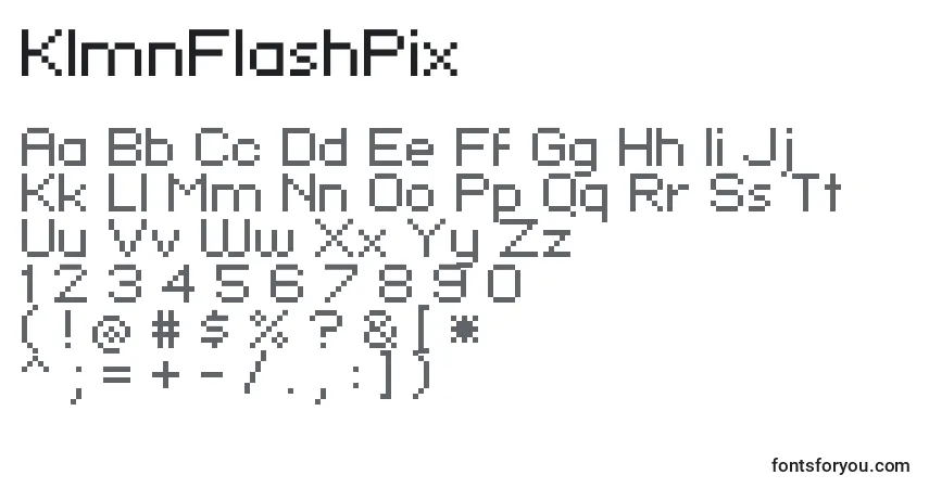 KlmnFlashPix-fontti – aakkoset, numerot, erikoismerkit