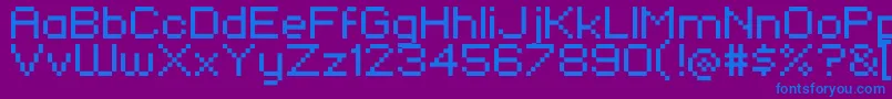 KlmnFlashPix-fontti – siniset fontit violetilla taustalla