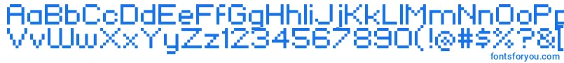フォントKlmnFlashPix – 白い背景に青い文字