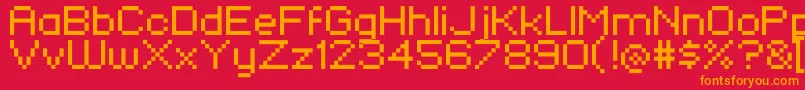 フォントKlmnFlashPix – 赤い背景にオレンジの文字