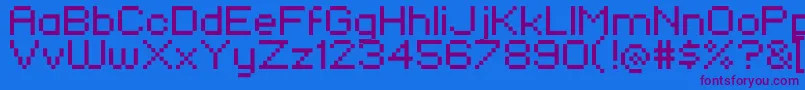 Czcionka KlmnFlashPix – fioletowe czcionki na niebieskim tle