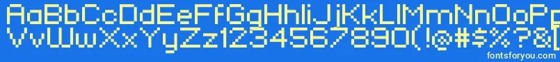 KlmnFlashPix Font – Yellow Fonts on Blue Background