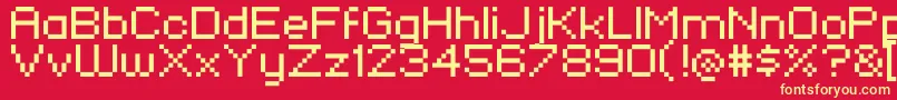 KlmnFlashPix-fontti – keltaiset fontit punaisella taustalla