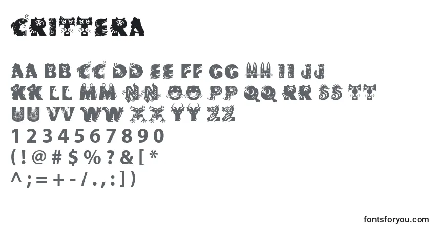 Czcionka Crittera – alfabet, cyfry, specjalne znaki