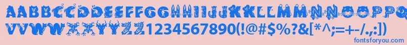 Crittera Font – Blue Fonts on Pink Background
