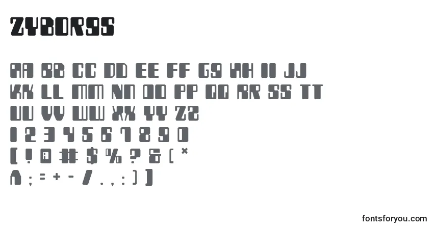 A fonte Zyborgs – alfabeto, números, caracteres especiais