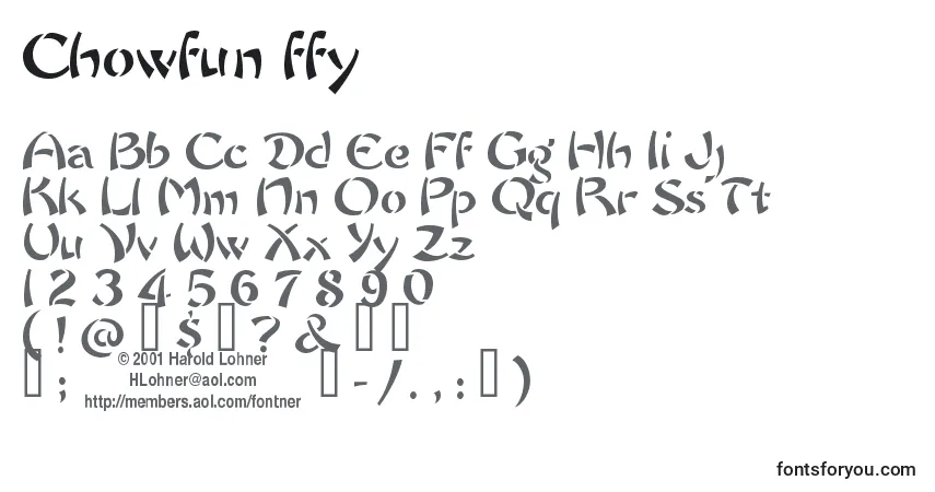 Fuente Chowfun ffy - alfabeto, números, caracteres especiales
