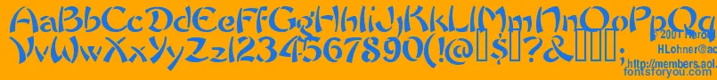 Chowfun ffy Font – Blue Fonts on Orange Background