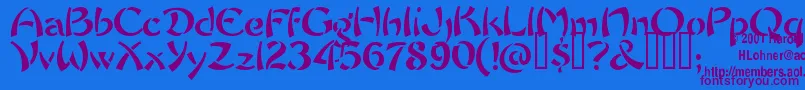 Chowfun ffy-Schriftart – Violette Schriften auf blauem Hintergrund