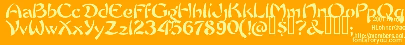 Chowfun ffy-Schriftart – Gelbe Schriften auf orangefarbenem Hintergrund