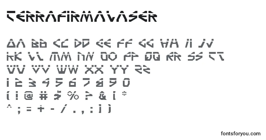 A fonte TerraFirmaLaser – alfabeto, números, caracteres especiais
