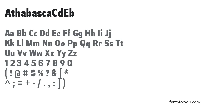 Czcionka AthabascaCdEb – alfabet, cyfry, specjalne znaki