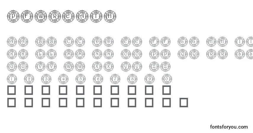 Schriftart PfWreath – Alphabet, Zahlen, spezielle Symbole