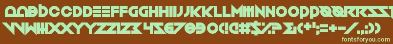 フォントToxico – 緑色の文字が茶色の背景にあります。