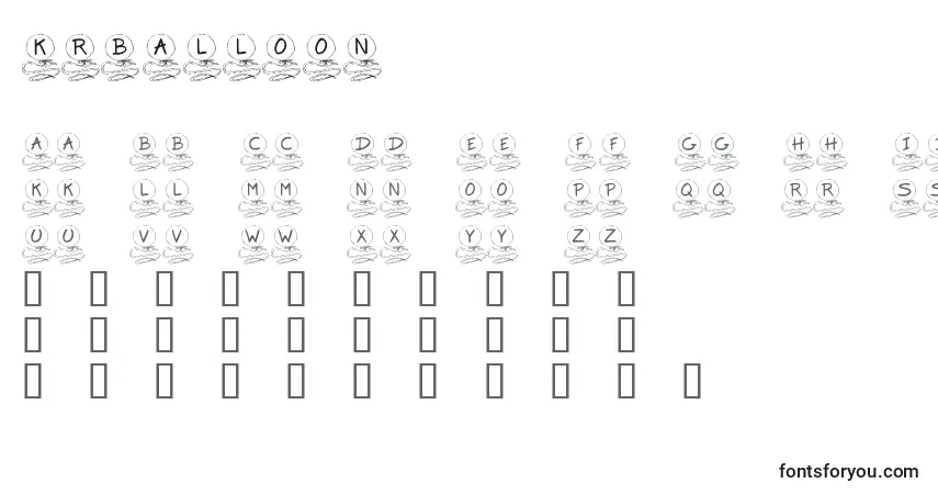 Schriftart KrBalloon – Alphabet, Zahlen, spezielle Symbole