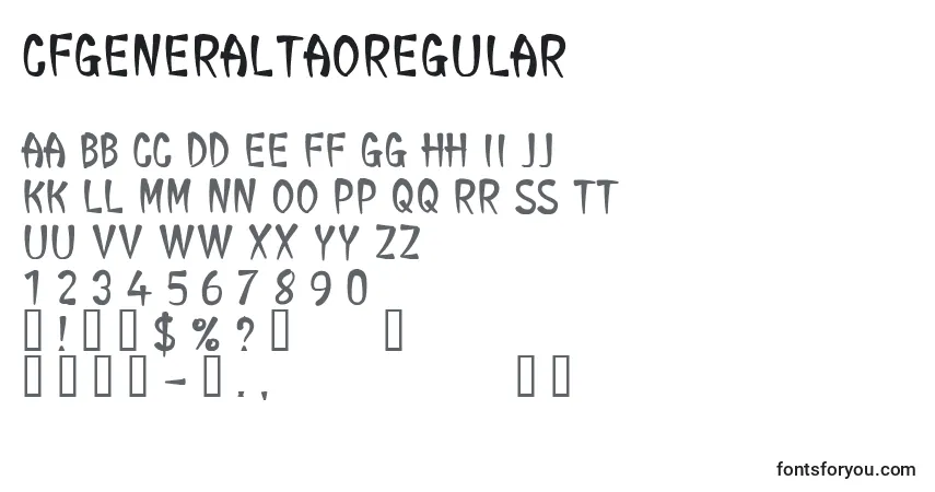 A fonte CfgeneraltaoRegular – alfabeto, números, caracteres especiais