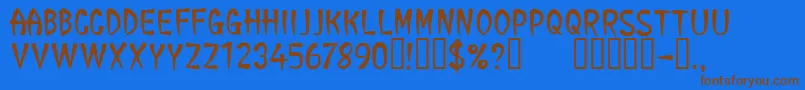 Weitere Informationen zur CfgeneraltaoRegular-Schriftart CfgeneraltaoRegular-Schriftart – Braune Schriften auf blauem Hintergrund