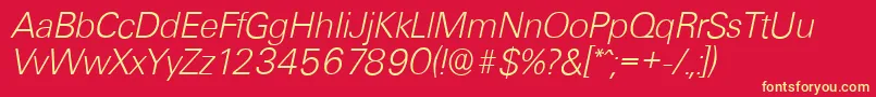 フォントUltimateserialXlightItalic – 黄色の文字、赤い背景