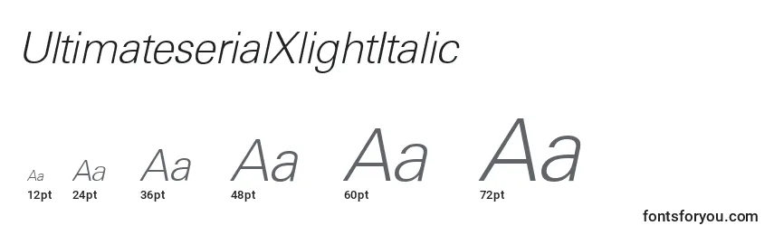 Размеры шрифта UltimateserialXlightItalic