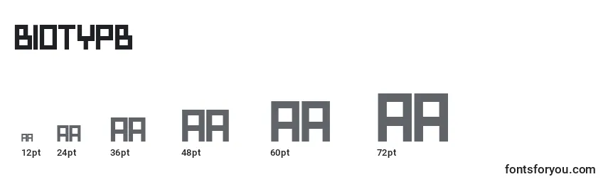 Biotypb Font Sizes