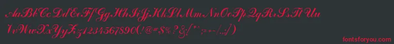 SanasoftArtScript.Kz-fontti – punaiset fontit mustalla taustalla