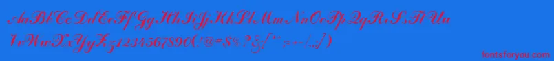 フォントSanasoftArtScript.Kz – 赤い文字の青い背景