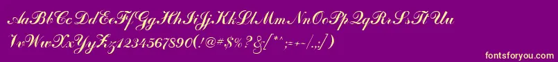 SanasoftArtScript.Kz Font – Yellow Fonts on Purple Background