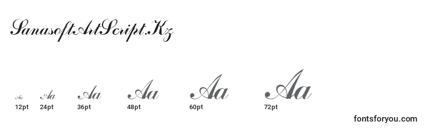 Размеры шрифта SanasoftArtScript.Kz
