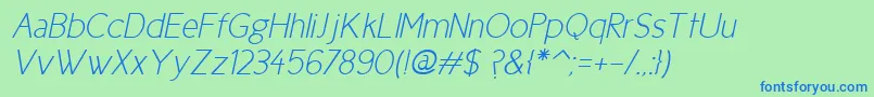 Шрифт Cicle Fina Italic – синие шрифты на зелёном фоне