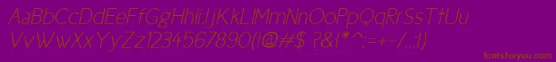 フォントCicle Fina Italic – 紫色の背景に茶色のフォント