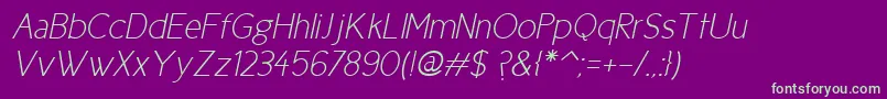 Cicle Fina Italic-fontti – vihreät fontit violetilla taustalla