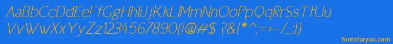Cicle Fina Italic-Schriftart – Orangefarbene Schriften auf blauem Hintergrund