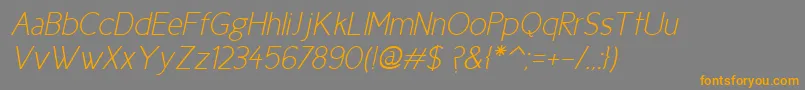 フォントCicle Fina Italic – オレンジの文字は灰色の背景にあります。