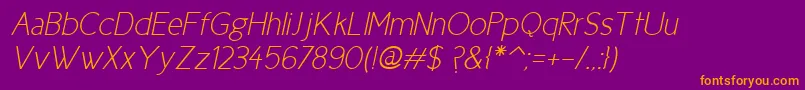 Cicle Fina Italic-fontti – oranssit fontit violetilla taustalla