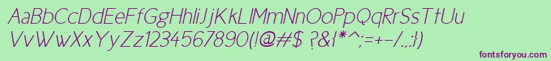 フォントCicle Fina Italic – 緑の背景に紫のフォント