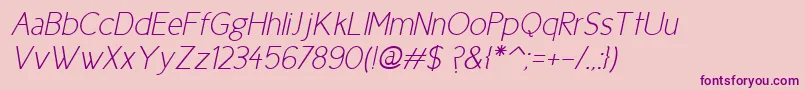 Fonte Cicle Fina Italic – fontes roxas em um fundo rosa