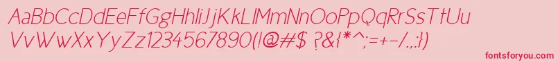 Fonte Cicle Fina Italic – fontes vermelhas em um fundo rosa