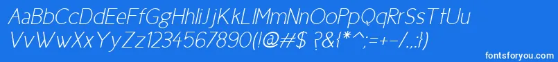 Шрифт Cicle Fina Italic – белые шрифты на синем фоне