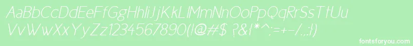 フォントCicle Fina Italic – 緑の背景に白い文字