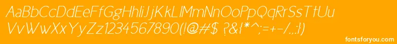 Cicle Fina Italic-fontti – valkoiset fontit oranssilla taustalla