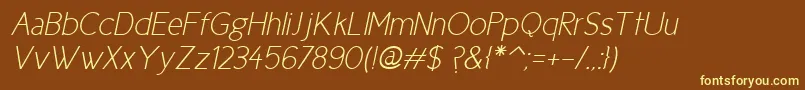 Fonte Cicle Fina Italic – fontes amarelas em um fundo marrom