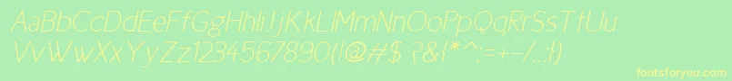 Fonte Cicle Fina Italic – fontes amarelas em um fundo verde