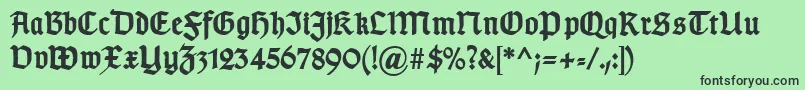 Fonte TypographergotischDBold – fontes pretas em um fundo verde