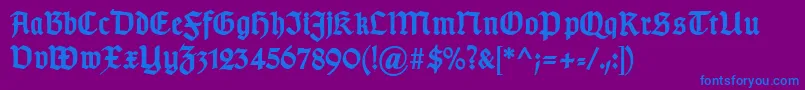 TypographergotischDBold-fontti – siniset fontit violetilla taustalla