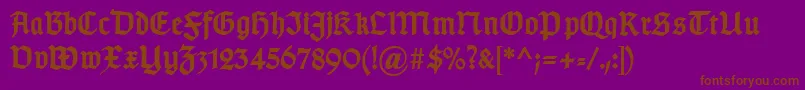 TypographergotischDBold-fontti – ruskeat fontit violetilla taustalla